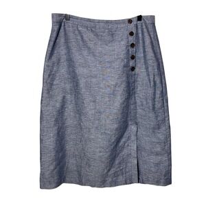 Banana Republic Blue Linen Cotton A Line Pencil Skirt Size 10